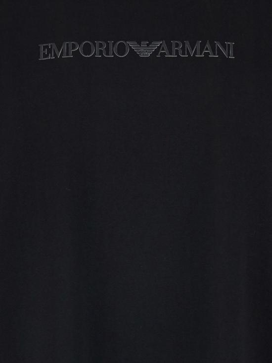  엠포리오 아르마니 반팔 티셔츠 로고 코튼 티셔츠 블랙 - EMPORIO ARMANI