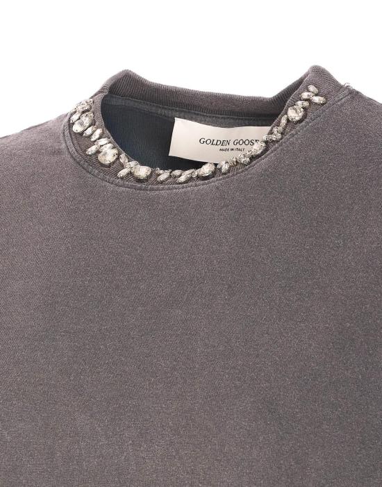  골든구스 반팔 티셔츠 골든 구스 크리스탈 티셔츠 그레이 - GOLDEN GOOSE