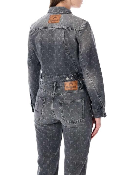  마린세르 데님 자켓 마린 세르 문 레이저 그레이 워시 크롭 데님 재킷 다크 그레이 - MARINE SERRE