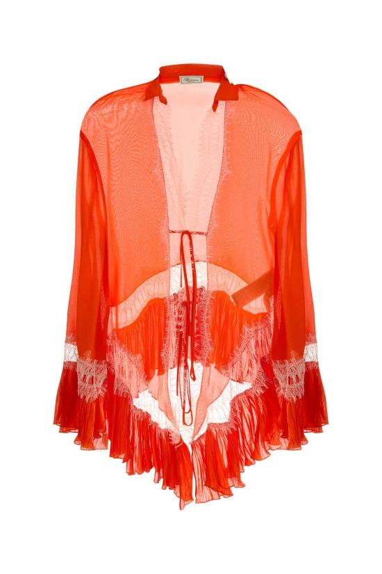  블루마린 블라우스 시폰  오렌지