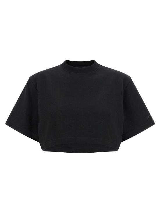  발렌시아가 반팔 티셔츠 크롭 티셔츠 블랙