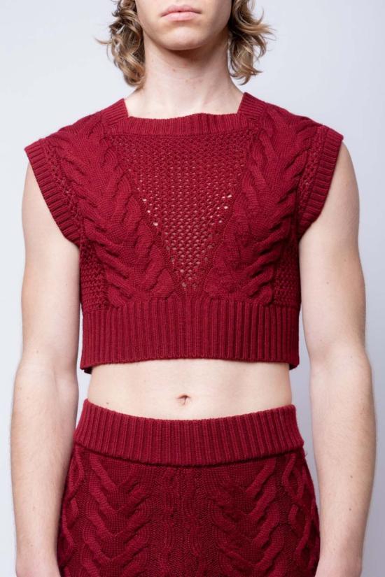  팡 뉴욕 베스트 팡 청크 니트 스웨터  버건디 - FANG NYC