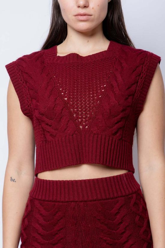  팡 뉴욕 베스트 팡 청크 니트 스웨터  버건디 - FANG NYC