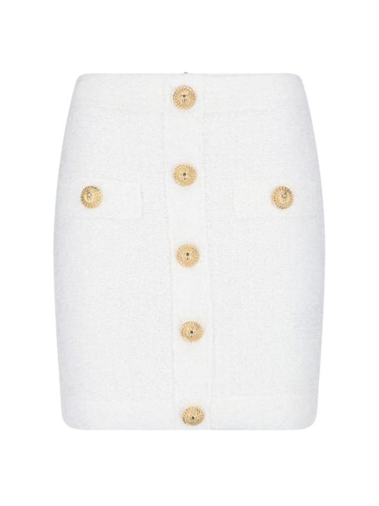  발망 숏 스커트 버튼 미니스커트 화이트