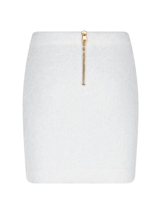  발망 숏 스커트 버튼 미니스커트 화이트 - BALMAIN