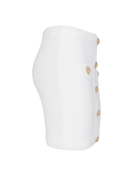  발망 숏 스커트 버튼 미니스커트 화이트 - BALMAIN