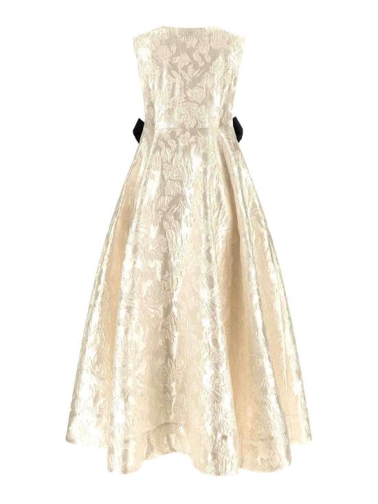 26SS 가니 새틴 클로케 보우 V넥 롱 드레스 A1030151135 White - GANNI