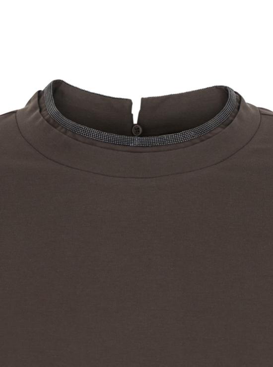  브루넬로 쿠치넬리 반팔 티셔츠 하이넥 티셔츠 브라운 - BRUNELLO CUCINELLI