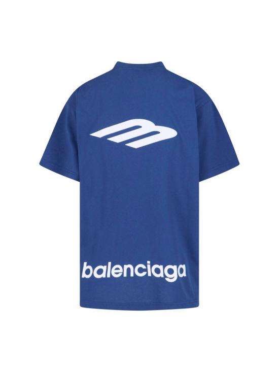  발렌시아가 반팔 티셔츠 3 B 스포츠 아이콘 티셔츠 블루 - BALENCIAGA