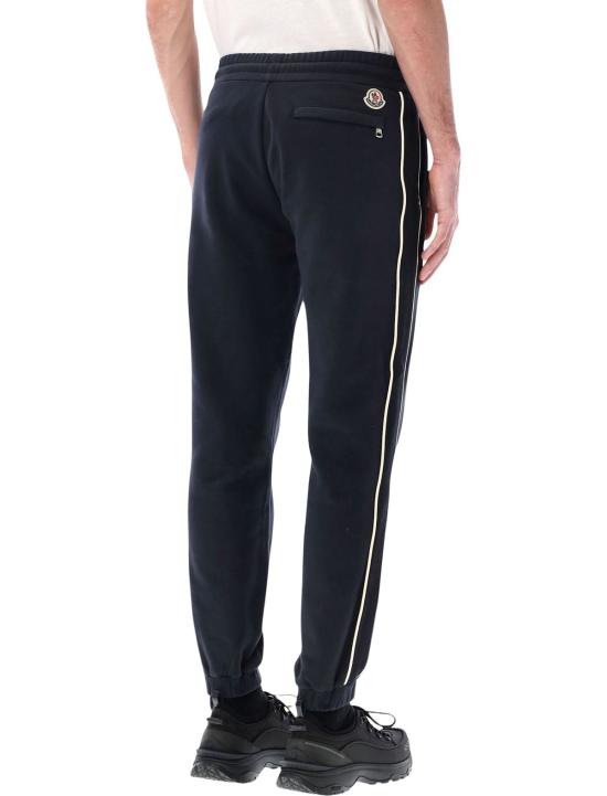  몽클레어 트레이닝/조거 팬츠 스트라이프 트리밍 코튼 스웨트팬츠 네이비 - MONCLER