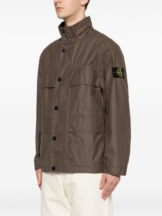 스톤 아일랜드 자켓 코튼 블렌드 재킷 브라운 - STONE ISLAND