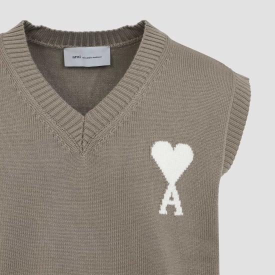  아미 스웨터 알렉상드르 마티우시 울 앤 코튼 베스트 베이지 토프 에크루 - AMI