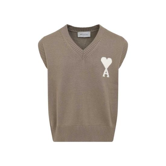  아미 스웨터 알렉상드르 마티우시 울 앤 코튼 베스트 베이지 토프 에크루 - AMI