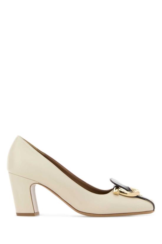  살바토레 페라가모 힐/펌프스 페라가모 아이보리 레더 옥사이드 70 펌프스 마스카르포네 모로