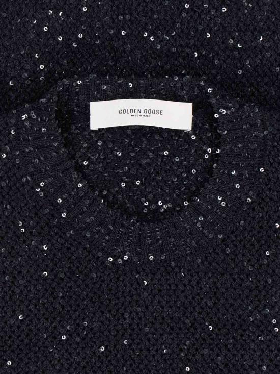  골든구스 민소매 티셔츠 골든 구스 스팽글 니트 탱크탑 블랙 - GOLDEN GOOSE