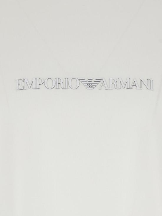  엠포리오 아르마니 반팔 티셔츠 로고 코튼 티셔츠 화이트 - EMPORIO ARMANI