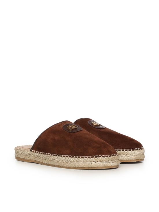  발렌티노 가라바니 뮬/슬리퍼 Valentino Garavani Palm Avenue Vlogo 스웨이드 뮬 바크 브라운 - VALENTINO GARAVANI