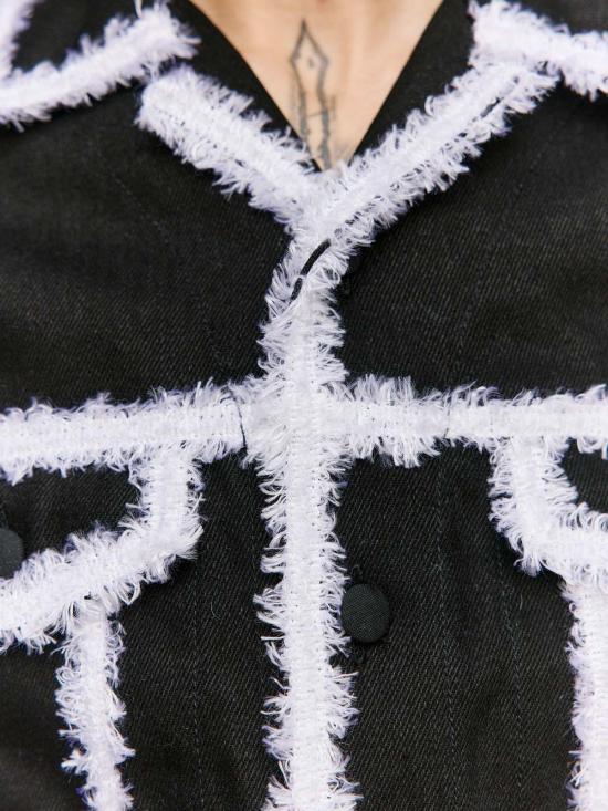  어니스트 더블유 베이커 데님 자켓 어니스트 W. 베이커 오가닉 데님 트림 슬리브리스 데님 재킷 블랙 - ERNEST W. BAKER