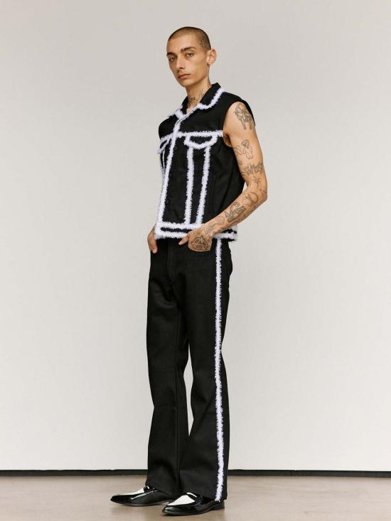  어니스트 더블유 베이커 데님 자켓 어니스트 W. 베이커 오가닉 데님 트림 슬리브리스 데님 재킷 블랙