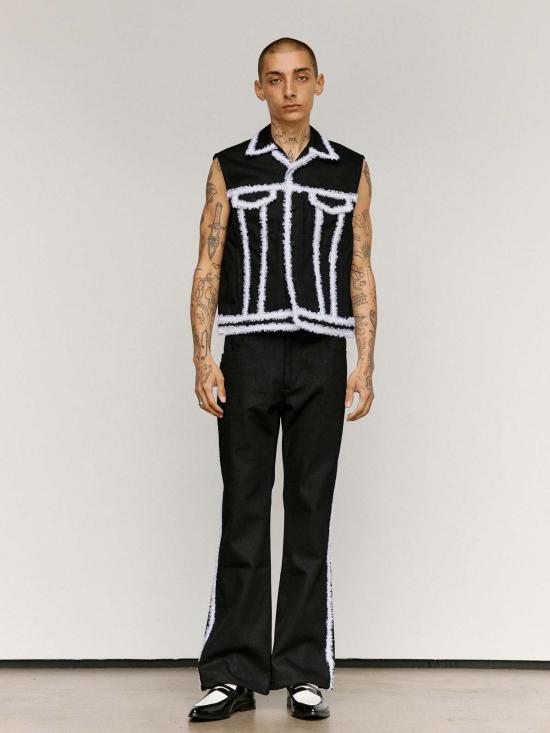  어니스트 더블유 베이커 데님 자켓 어니스트 W. 베이커 오가닉 데님 트림 슬리브리스 데님 재킷 블랙 - ERNEST W. BAKER