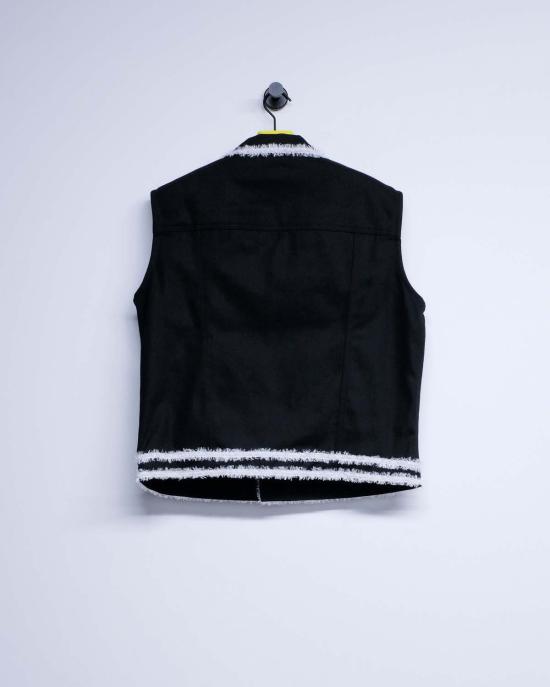  어니스트 더블유 베이커 데님 자켓 어니스트 W. 베이커 오가닉 데님 트림 슬리브리스 데님 재킷 블랙 - ERNEST W. BAKER