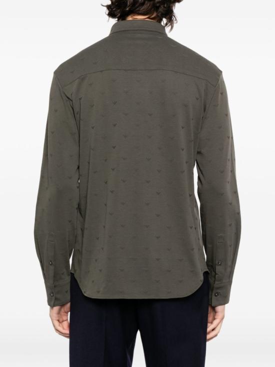  엠포리오 아르마니 긴팔 셔츠 로고 코튼 셔츠 그레이 - EMPORIO ARMANI