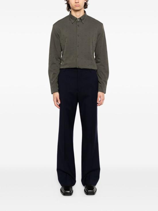  엠포리오 아르마니 긴팔 셔츠 로고 코튼 셔츠 그레이 - EMPORIO ARMANI