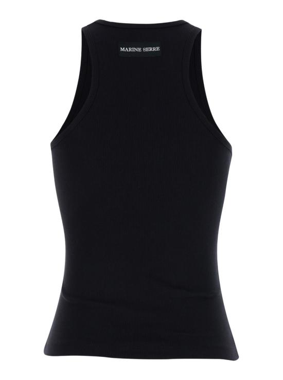  마린세르 민소매 티셔츠 마린 세르 문 로고 골지 저지 탱크탑 블랙 - MARINE SERRE