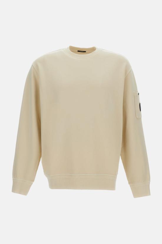  씨피 컴퍼니 긴팔 티셔츠 C.P. 컴퍼니 코튼 다이아고널 플리스 크루넥 렌즈 스웨트셔츠 베이지