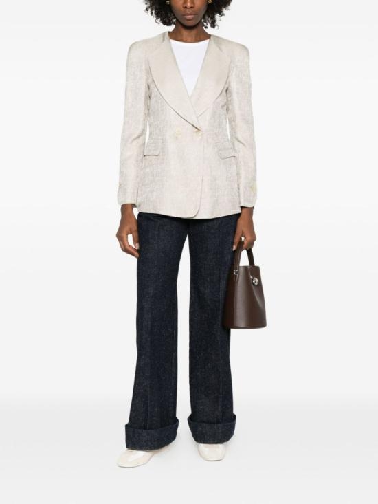  엠포리오 아르마니 수트 자켓 더블 브레스트 재킷 베이지 - EMPORIO ARMANI