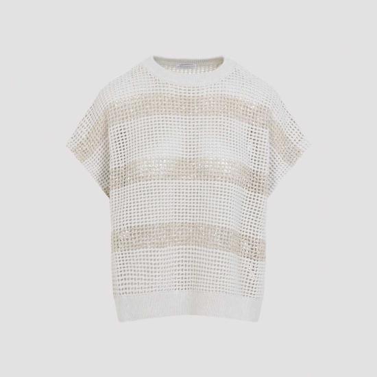  브루넬로 쿠치넬리 스웨터 Brunello Cucinelli 니트 스트라이프  Avena - BRUNELLO CUCINELLI