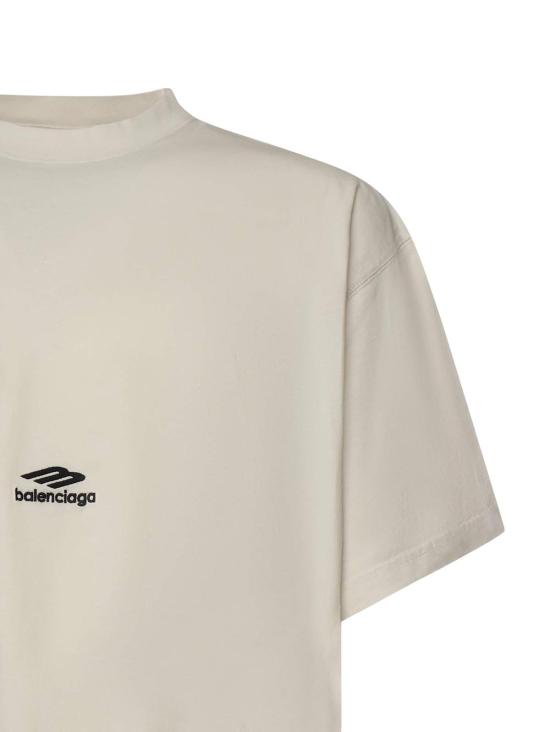  발렌시아가 반팔 티셔츠 3 B 스포츠 아이콘 저지 티셔츠 초크 화이트/블랙 - BALENCIAGA