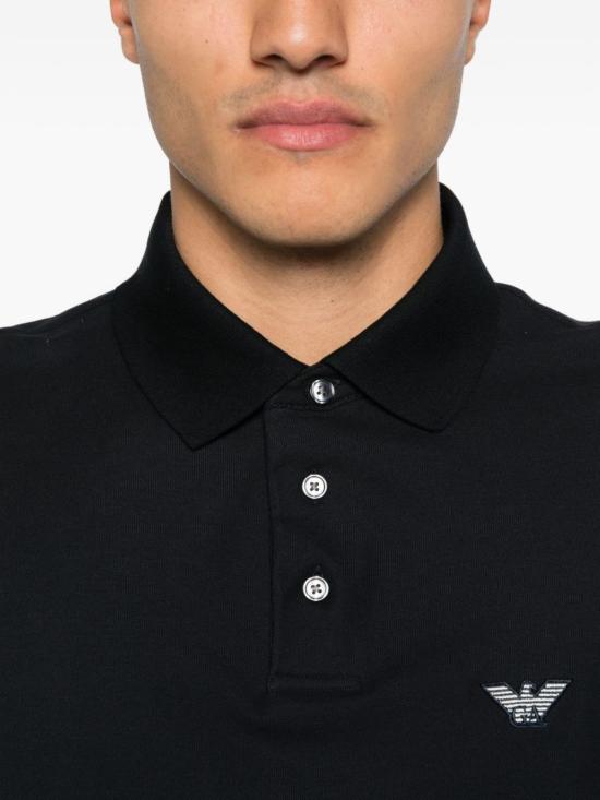  엠포리오 아르마니 폴로 티셔츠 코튼 폴로 셔츠 블루 - EMPORIO ARMANI