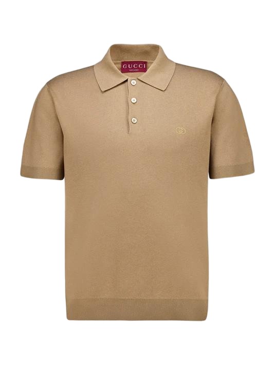 26SS 구찌 자수 실크 코튼 폴로 셔츠 853378XKFDL Neutrals