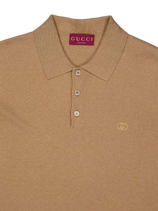 26SS 구찌 자수 실크 코튼 폴로 셔츠 853378XKFDL Neutrals - GUCCI