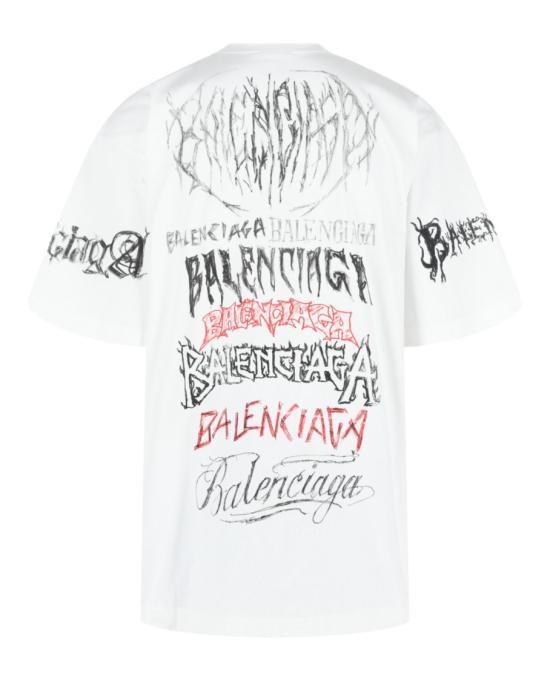  발렌시아가 DIY 메탈 티셔츠 라지 핏 641675 TPVO2 9065 10109 L White - BALENCIAGA