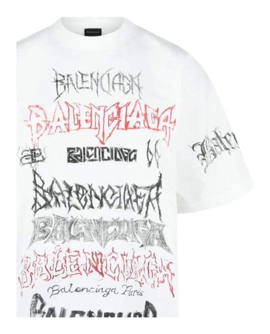  발렌시아가 DIY 메탈 티셔츠 라지 핏 641675 TPVO2 9065 10109 L White - BALENCIAGA