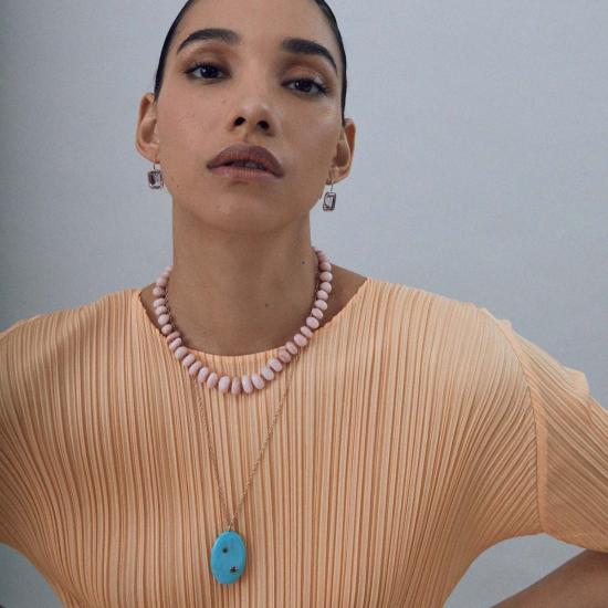  리지 포르투나토 이어링 아리아  핑크 자수정 - LIZZIE FORTUNATO