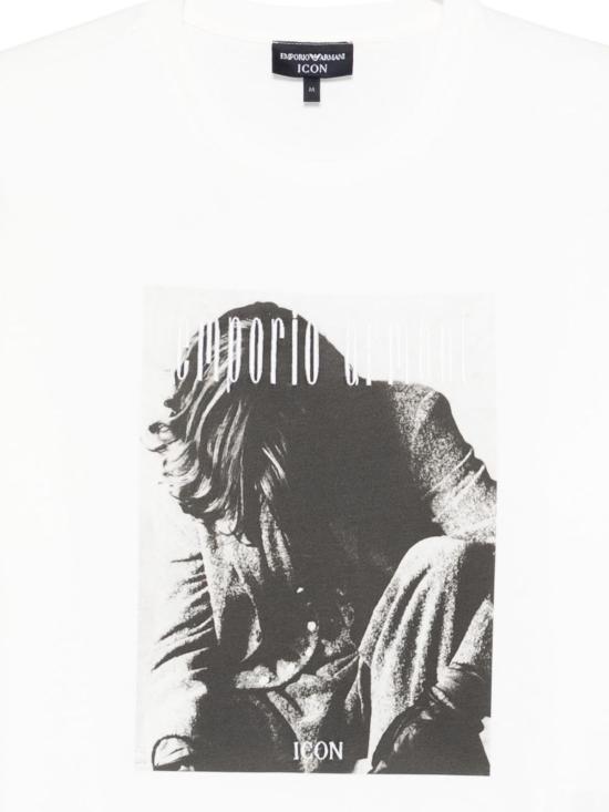  엠포리오 아르마니 반팔 티셔츠 프린트 코튼 티셔츠 화이트 - EMPORIO ARMANI