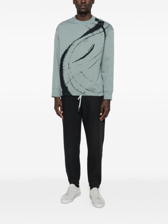  엠포리오 아르마니 긴팔 티셔츠 코튼 크루넥 스웨트셔츠 클리어 블루 - EMPORIO ARMANI