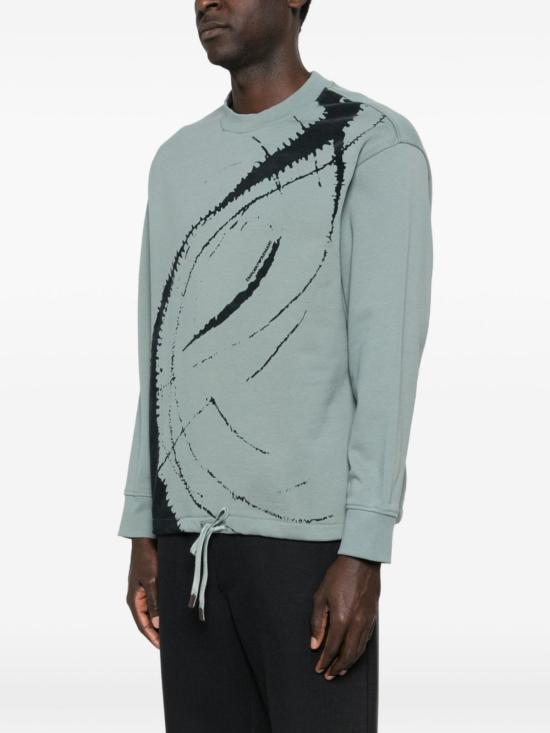  엠포리오 아르마니 긴팔 티셔츠 코튼 크루넥 스웨트셔츠 클리어 블루 - EMPORIO ARMANI