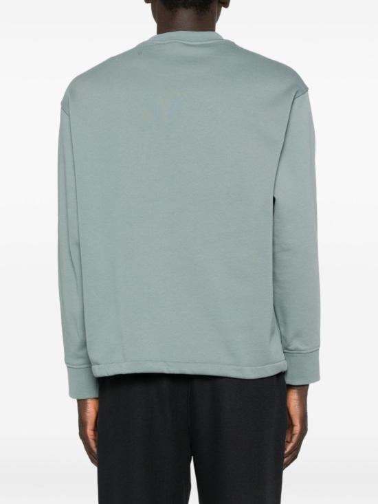  엠포리오 아르마니 긴팔 티셔츠 코튼 크루넥 스웨트셔츠 클리어 블루 - EMPORIO ARMANI