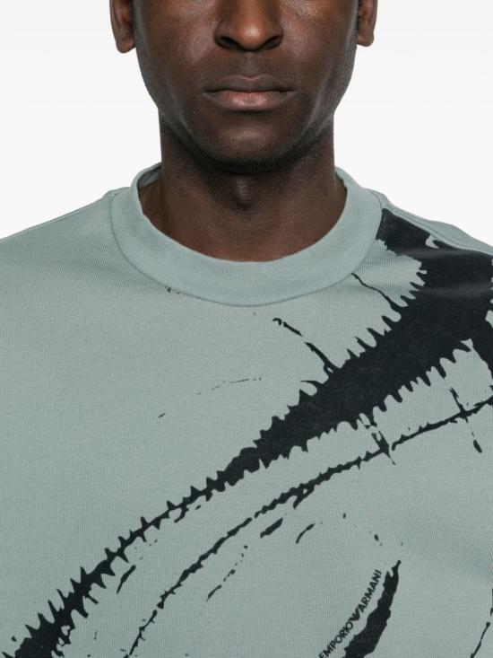  엠포리오 아르마니 긴팔 티셔츠 코튼 크루넥 스웨트셔츠 클리어 블루 - EMPORIO ARMANI