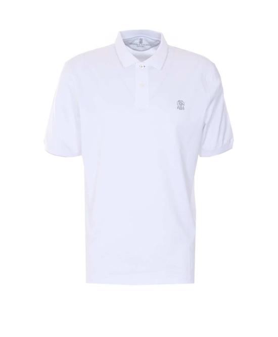  브루넬로 쿠치넬리 폴로 티셔츠 Brunello Cucinelli 로고 폴로 셔츠 화이트