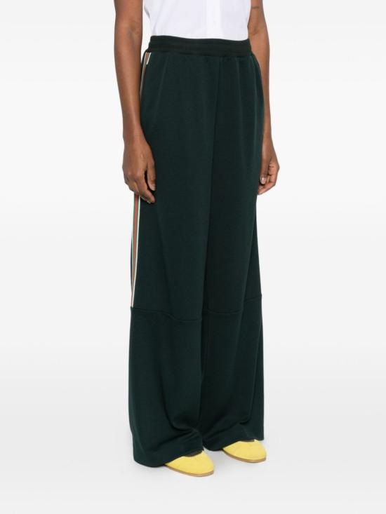  구찌 스트레이트 팬츠 웹 디테일 트랙 팬츠 그린 - GUCCI