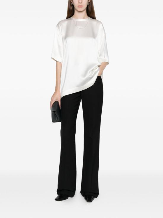  토템 반팔 티셔츠 새틴 티셔츠 화이트 - TOTEME