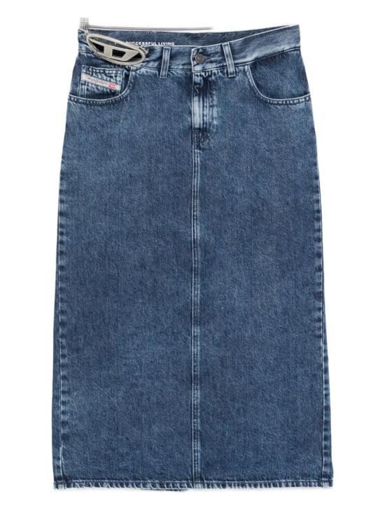  디젤 데님 스커트 데님 미디 스커트 블루