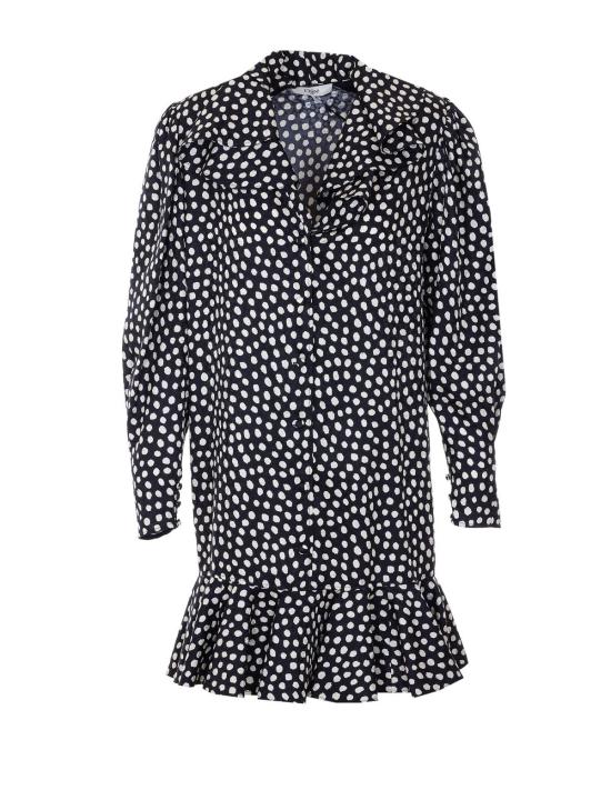  끌로에 숏 원피스 미니 긴팔 실크 드레스 블랙