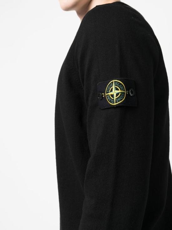 스톤 아일랜드 스웨터 코튼 크루넥  블랙 - STONE ISLAND