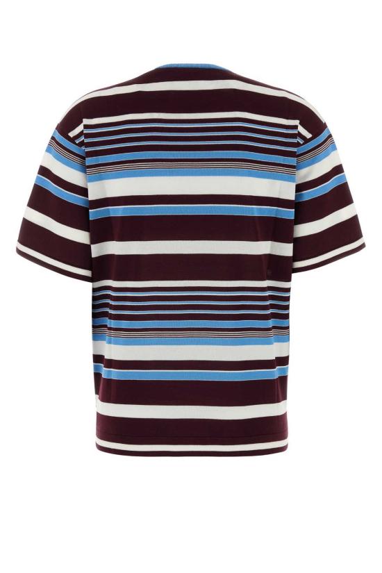  프라다 반팔 티셔츠 Prada 자수 코튼 티셔츠 Amaranto/Azzurro - PRADA